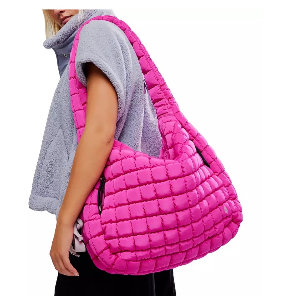Deal! FP Movement Free People Quilted Puffer Hobo Bag in Bright Pink used once.